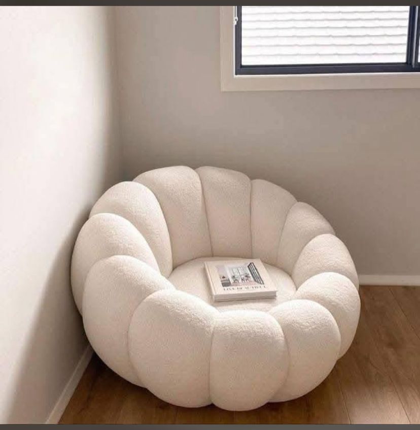 Pumpkin-Shape Boucle Chair